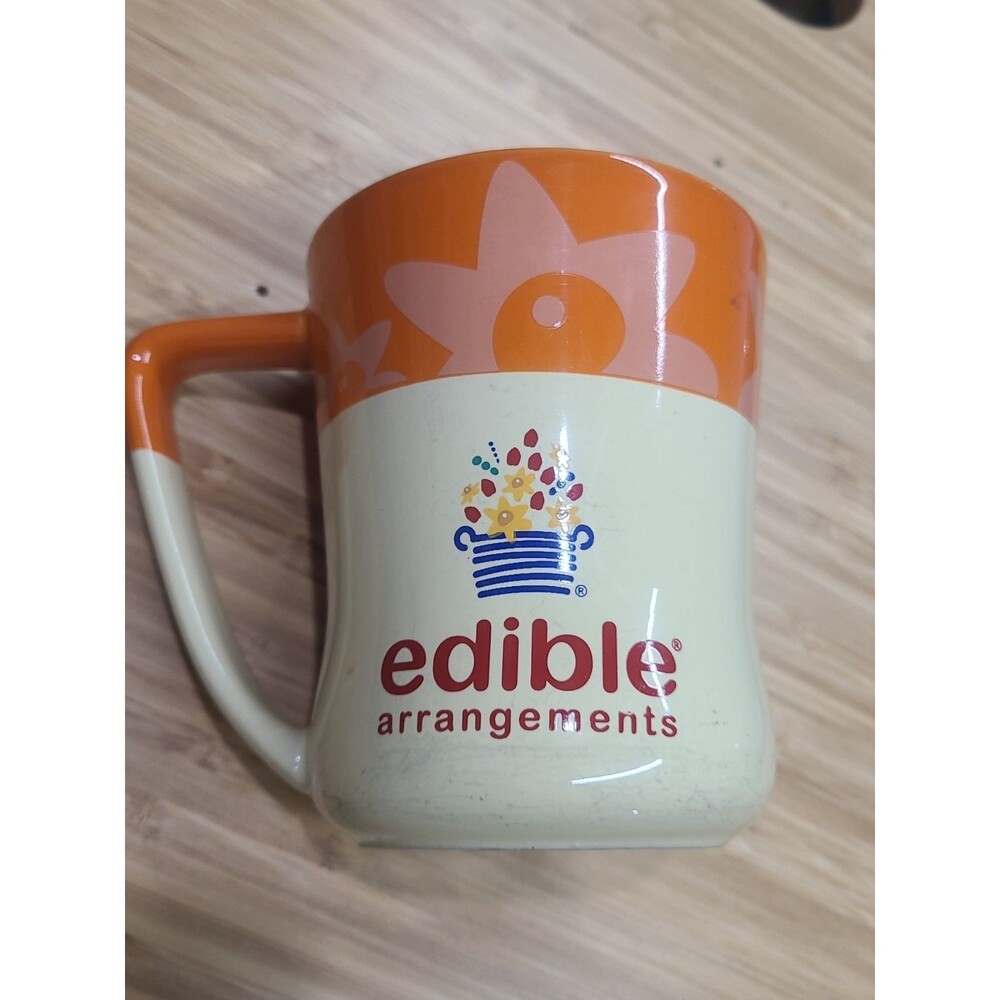 Edible Arrangements Ceramic Coffee Mug Orange/Cream Tone 16 OZ, Collectible